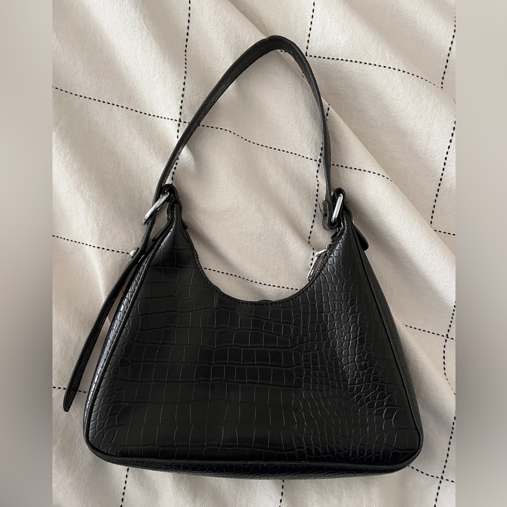 Black Shoulder Bag - Adjustable Strap